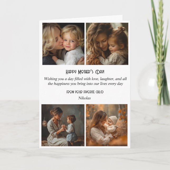 Festividades Colagem de 4 fotos e cartão de feriado feliz dia d (Frente)