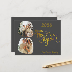 Festividades Colagem de Cartão Postal do Ano Novo Editável – En