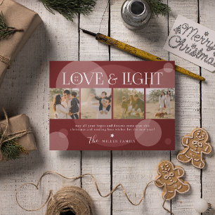 Festividades Colagem de Fotos de Natal com Amor e Luz Cartão de