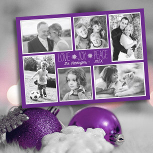 Festividades Colagem de Fotos de Natal Roxo Cartão de Amor Aleg