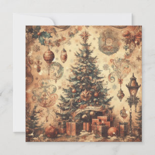 Festividades Colagem de Natal Vintage em Cartão de Férias Plano