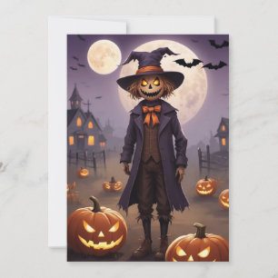 Festividades Colheita Spooky de Scarecrow - Cartão Halloween