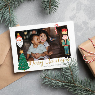 Festividades Colorida Foto de Natal da Família Fofa  Cartão de 