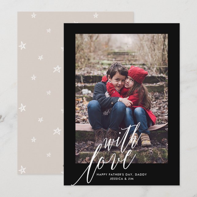 Festividades Com amor no Cartão de Saudação de Foto do Dia de o (Frente/Verso)