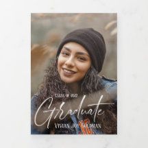 4 Cartão de Graduação Mínimo Triplo de Foto