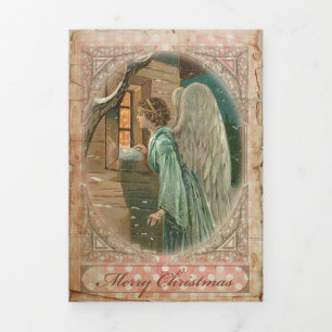 Festividades Com Dobra Tripla Angel 3 de Natal - Cartão de Saudação