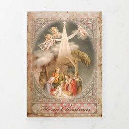 Festividades Com Dobra Tripla Anjo Natal 2 - Cartão de Saudação