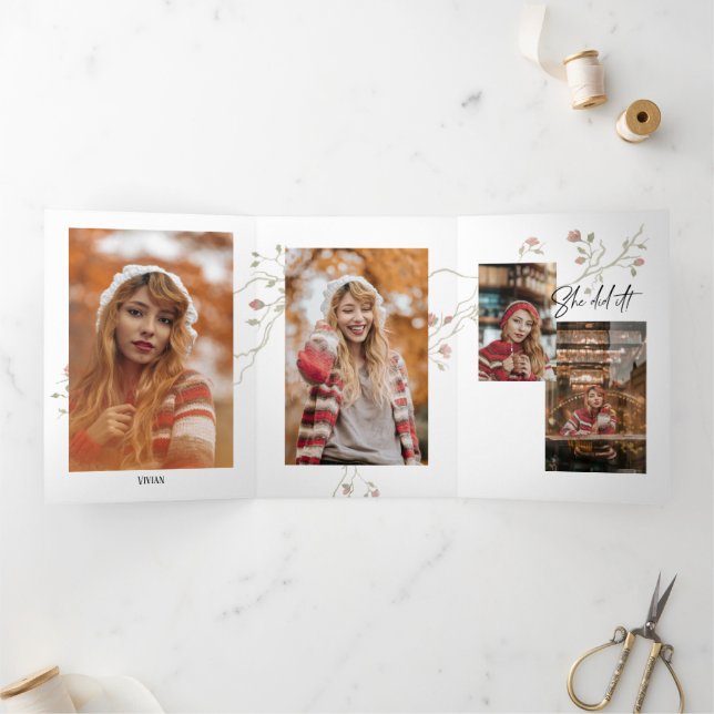 Festividades Com Dobra Tripla Cartão de Formatação 5 Foto Bohemian Trivezes (Dentro)