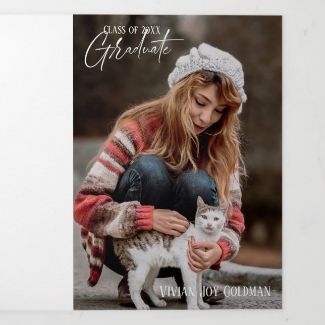 Festividades Com Dobra Tripla Cartão de Graduação de 5 Fotografias Triplicadas (Cobrir)