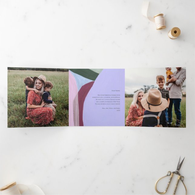 Festividades Com Dobra Tripla Cartão de Saudação de Foto Feriado de Natal (Dentro)