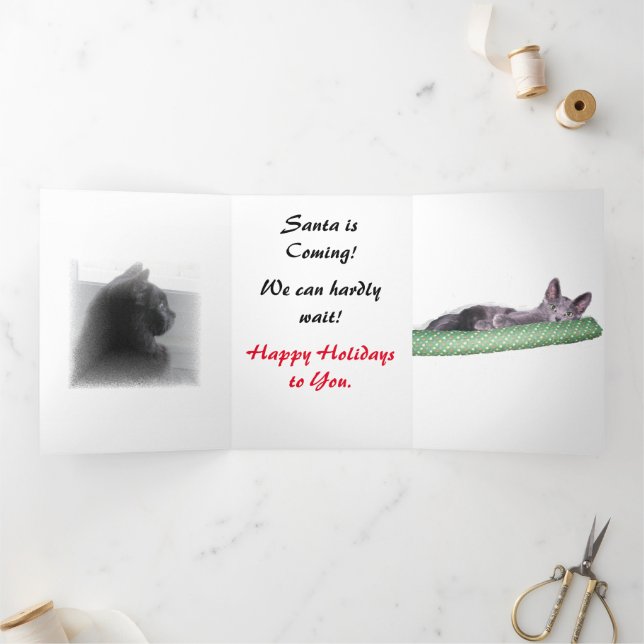 Festividades Com Dobra Tripla Cartão Tri-Fold - Excitação de Natal (Dentro)