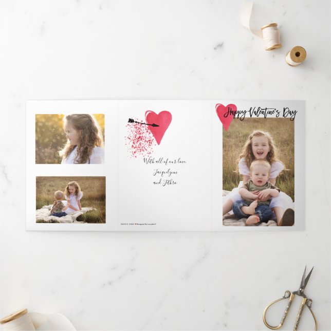 Festividades Com Dobra Tripla Cartão triplicado para o Dia 5 de Photo Red Valent (Fora)