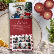 Cartão Vermelho de Natal Tri-página
