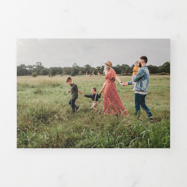 Festividades Com Dobra Tripla Triplo 4 Cartão de Natal Monograma de Aquarela (Cobrir)