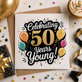 Festividades Comemorando 50 Anos Jovem Um Cartão de Jubileu de