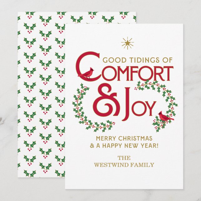 Festividades Conforto e alegria Cartão de Natal Feliz (Frente/Verso)