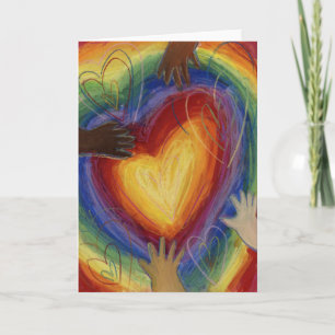 Festividades Corações e Mãos Amor Pintura Cartão de Abertura Pe