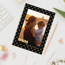 Corações padrão Cartão de Férias preto Foto da mãe