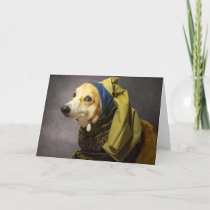 Festividades Corgi com um cartão de saudação Pearl Earring