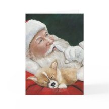 Corgi de Galês do Pembroke & cartão do papai noel