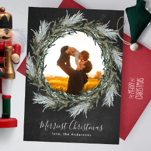 Festividades Coroa de Natal de Pinheiro de Giz Cartão de Foto d