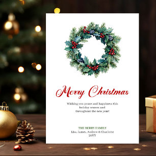 Festividades Coroa de Natal Elegante Cartão de Férias Minimalis