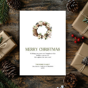 Festividades Coroa de Natal Moderna em Sage Neutro Cartão de Na