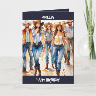 Festividades Country Music Line Dancing, Cartão de Aniversário 