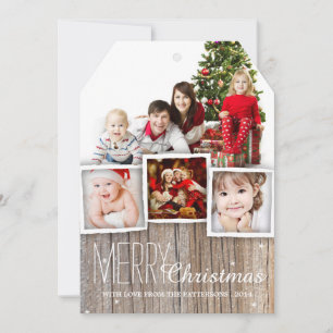 Festividades Country Rustic Wood Felry Cartão com fotos de Nat