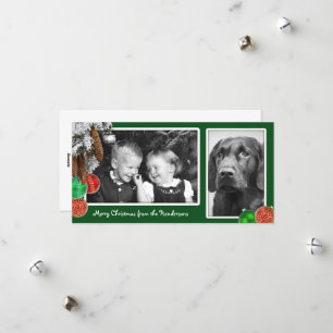 Festividades Crianças e Cachorro Dois Cartão de Natal Fotografa