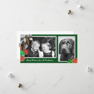 Festividades Crianças e Cachorro Dois Cartão de Natal Fotografa