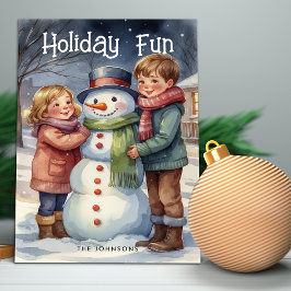 Festividades Crianças Feriosas Construindo Cartão de Natal Snow