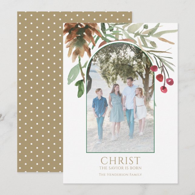 Festividades Cristo nascido a ouro Cartão de Natal religioso (Frente/Verso)