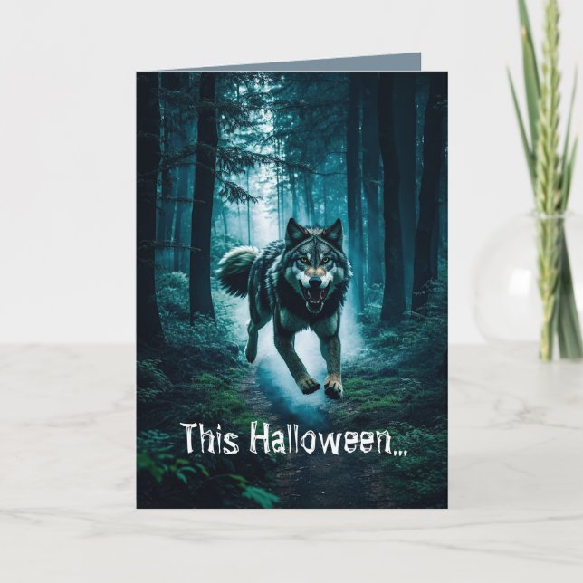 Festividades Cuidado com o Cartão de Halloween da Lua Cheia (Frente)