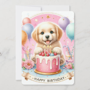 Festividades Cute Pastel Puppy Labrador - Cartão de Aniversário