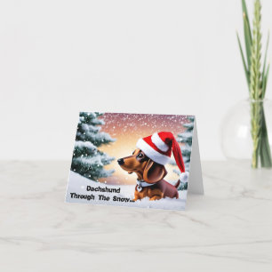 Festividades Dachshund Através Da Neve... Cartão de Natal