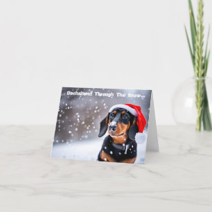 Festividades Dachshund Através Da Neve... Cartão de Natal
