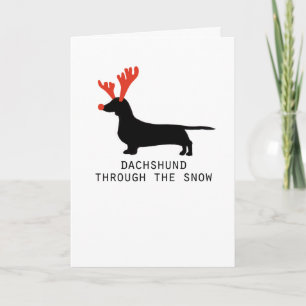 Festividades Dachshund Através Do Cartão De Natal Da Neve