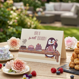 Festividades Decorador de Bolo de Pinguim Cartão de Aniversár