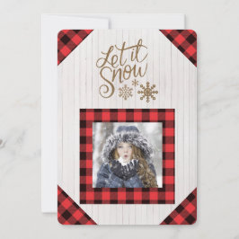 Festividades Deixe nevar cartão de Natal com foto em xadrez ver