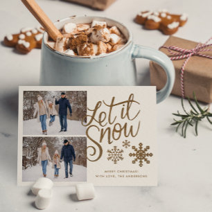 Festividades Deixe-o nevar Férias de Natal 2 Cartão com fotos