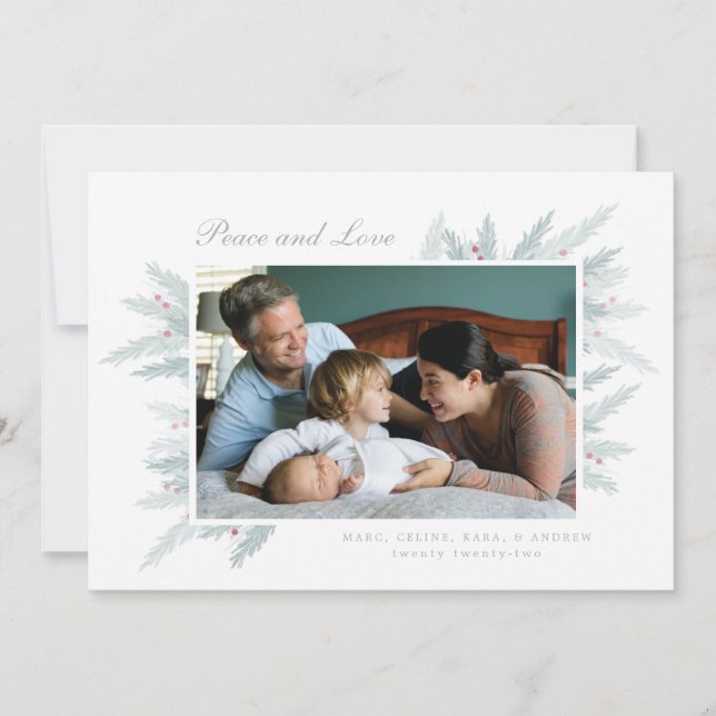 Festividades delicado cartão de férias de pinheiro de inverno (Frente)