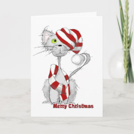 Festividades Desalinhado o cartão de Natal do gato