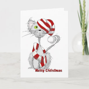 Festividades Desalinhado o cartão de Natal do gato