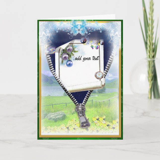 Festividades Descompactar um novo cartão de saudação mundial (Frente)