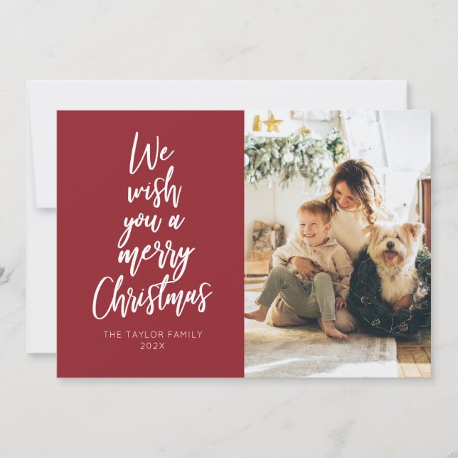 Festividades Deseje um Feliz Cartão de Férias Vermelhas de Nata (Frente)