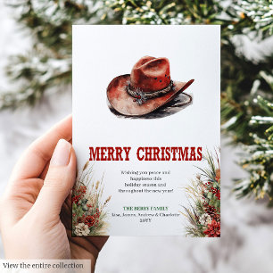 Festividades design de cartão de Natal com tema cowboy country