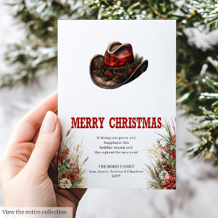 Festividades design de cartão de Natal country cowboy