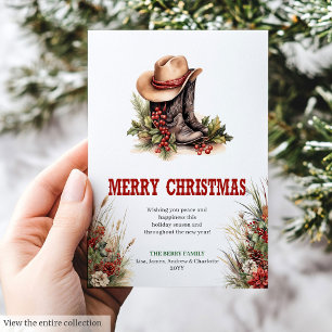 Festividades design de cartão de Natal editável do Velho Oeste