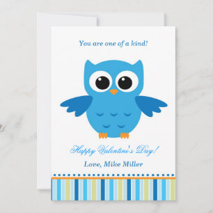 Festividades dia de os namorados Kid Owl - Cartão Azul
